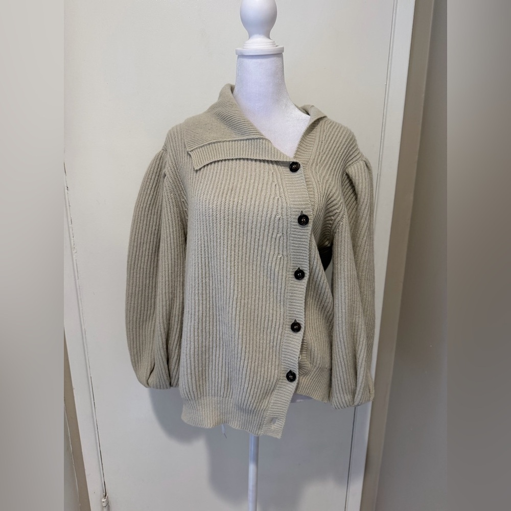 G. Cream Asymmetrical Knit Sweater